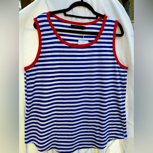 zesica Tops - Zesica Boxy Blue/ White / Red Sleeveless‎ Tank size XL
